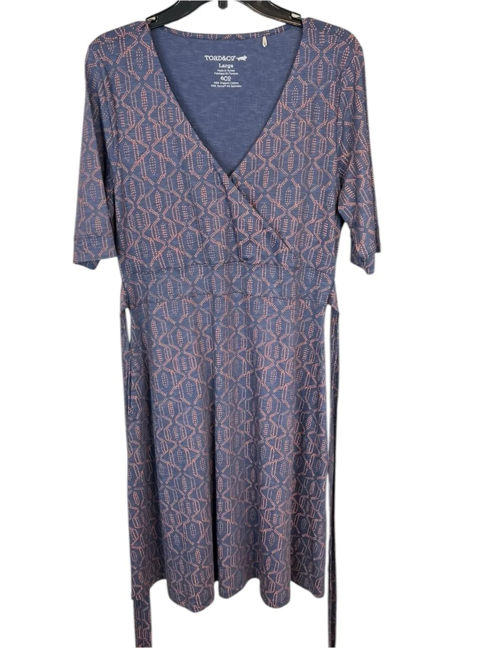 Toad & Co Women’s Cue Wrap Cafe Dress Large  Pockets Organic Tencel Cotton - Picture 5 of 14